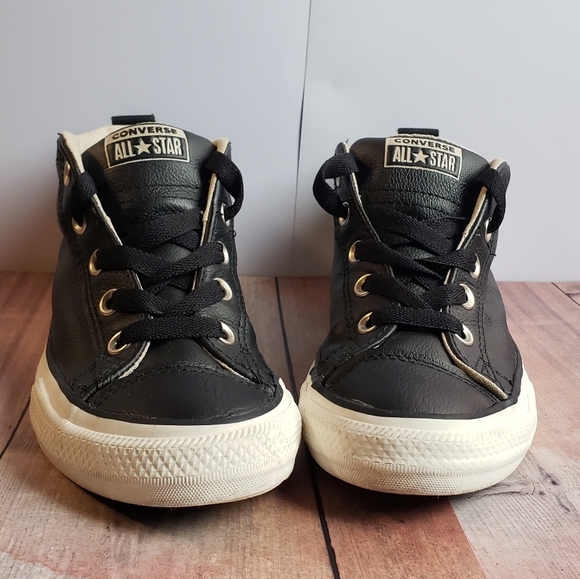 Leather Black Converse Junior Sneakers - Picture 10 of 16